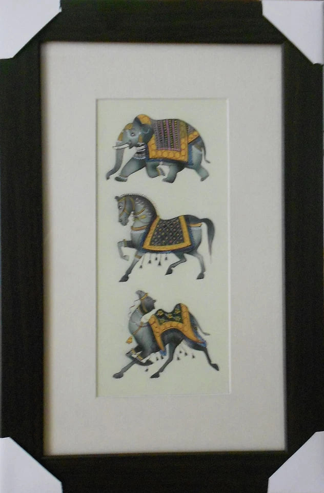 Indian Handmade Animal Painting Good Luck Wooden Painting Colorful Home Decor