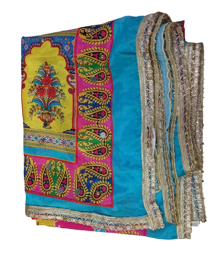 Wedding Dupatta for Women Phulkari Multicolor Bridal Silk