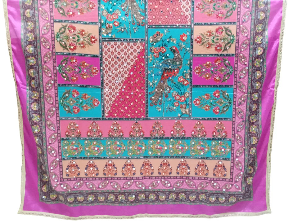Wedding Dupatta for Women Phulkari Multicolor Bridal Silk