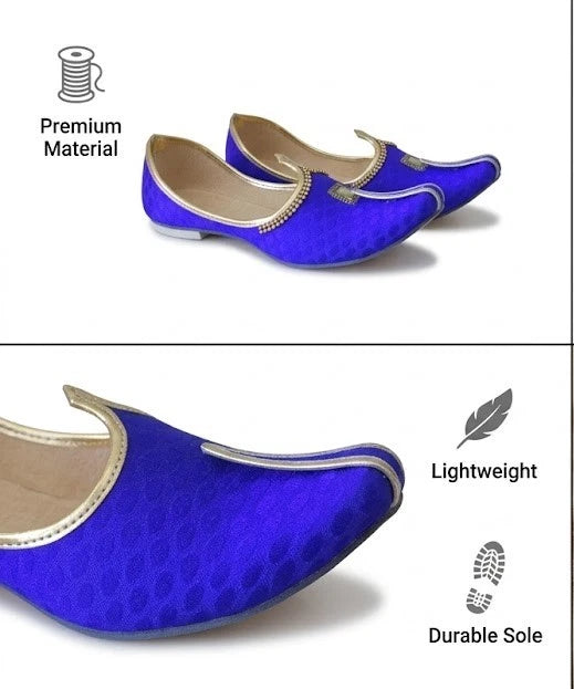 Sherwani Mojari Shoes for Groom Blue Jutti