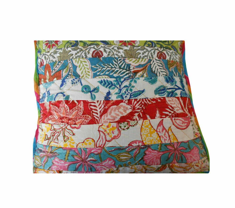 Cushion Cover 2 pcs Indian Floral Print Handmade Vintage Pillow Case 16"