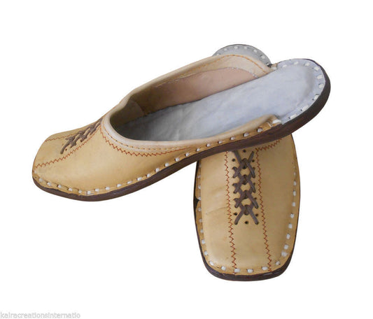 By Kalra Creations Men Slippers Open Mojaries Indian Leather Khussa Camel Clogs Flip-Flops Flat US 7